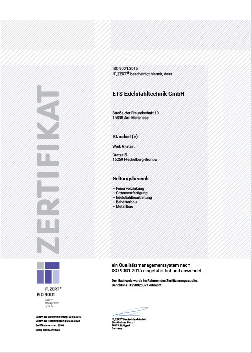 Übereinstimmungszertifikat ETS 2023-2024